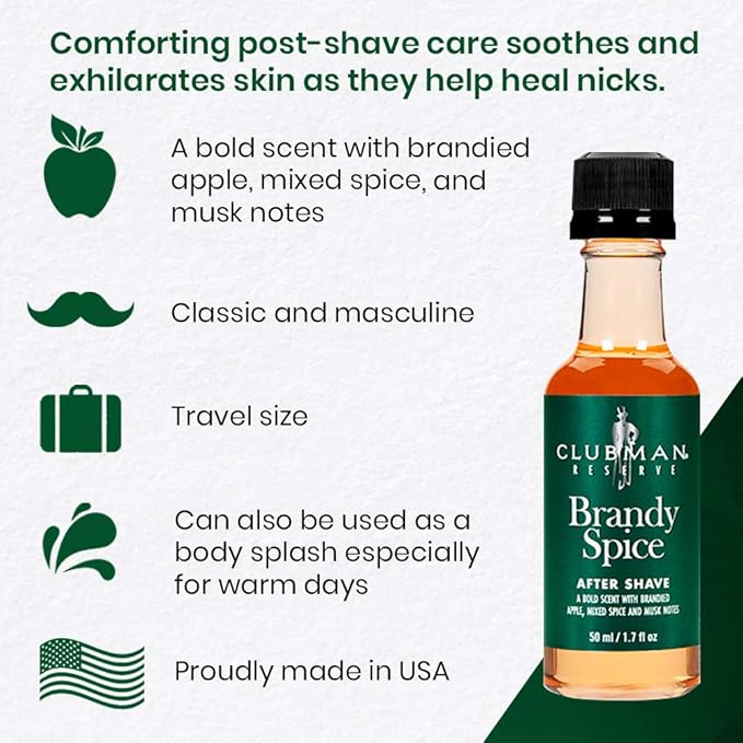 Clubman Reserve - Brandy Spice After Shave Lotion 1.7 Fl. Oz X 2 Packs