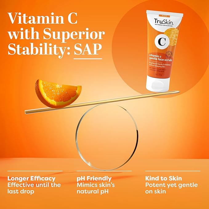 TruSkin Vitamin C Brightening Face Scrub with Yuzu Lemon, 4 fl oz