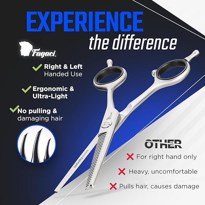 Fagaci Hair Thinning Scissors 6", 440C Steel Barber Thinning Shears