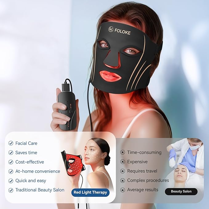 LED Light Therapy Mask Skin Care Mask, LED Red 630±5nm & NIR 830nm Home Use
