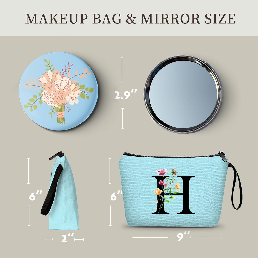 Birthday Inspirational Bridesmaid Proposal Team Small Gifts for Women Mom Aunt Teacher Sister Coworkers Makeup Cosmetic Bag Travel with Mirror Mothers Day Christmas Graduation H