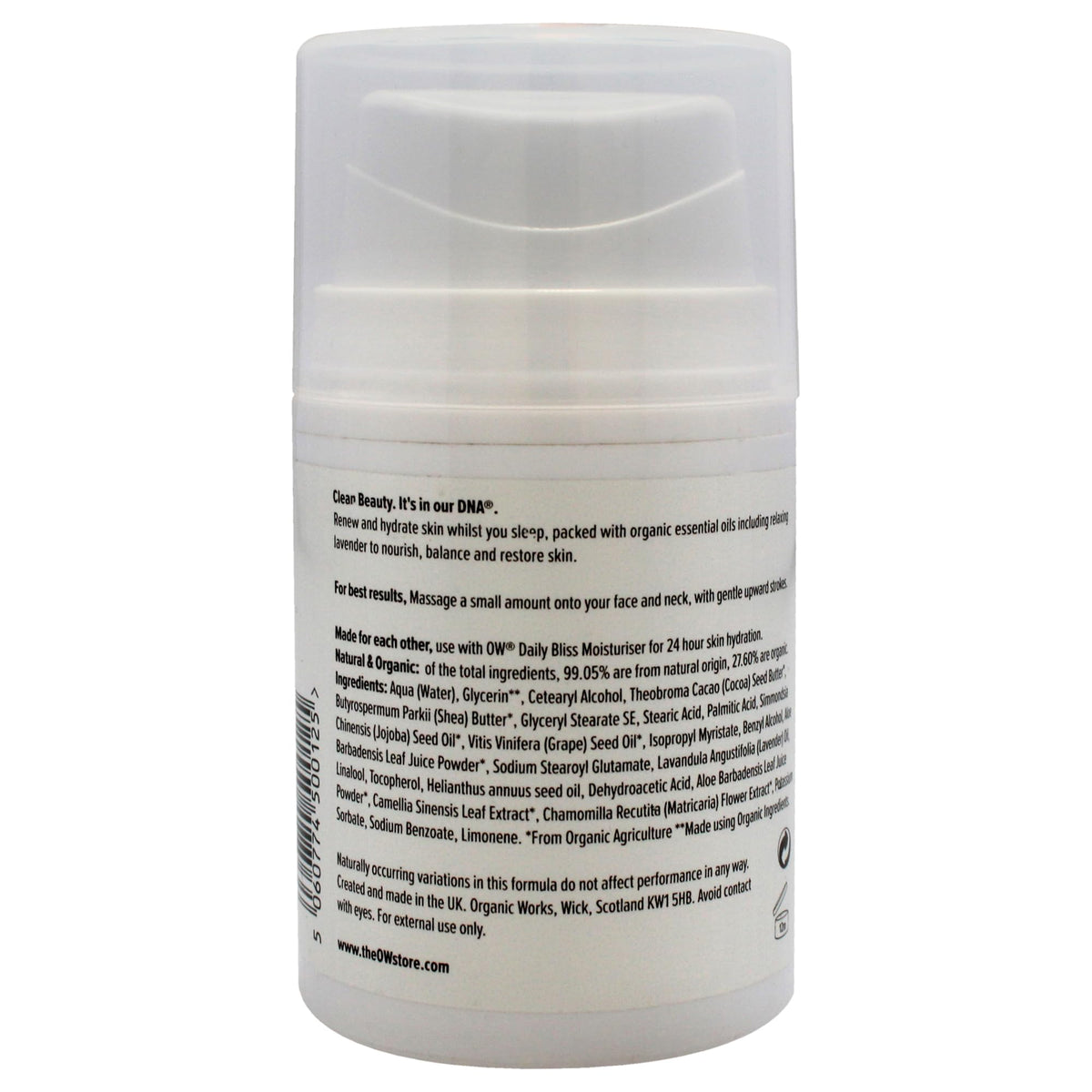 Organic Works Daily Hydration Renewal Night Cream - Nourishing Night Cream with Camellia Sinensis and Lavender - Suitable for All Skin Types - 1.69 oz
