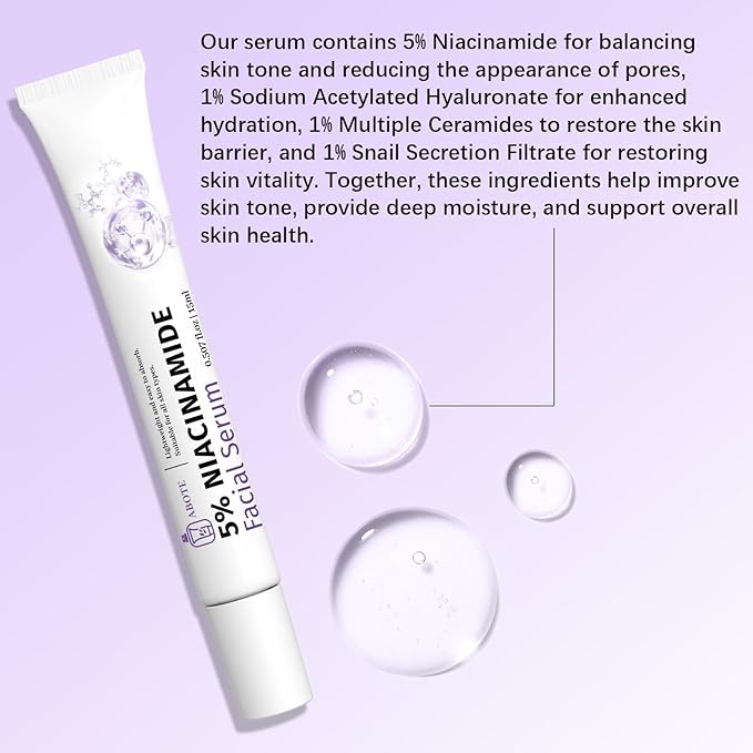 5% Niacinamide Serum for Face with 1% Ceramide Complex | 1% Snail Secretion Filtrate | 1% Hyaluronic Acid Deep Moisturizing Restore Skin Barrier & Skin Tone (3Pack-Each 0.507 fl.oz | 15ml)