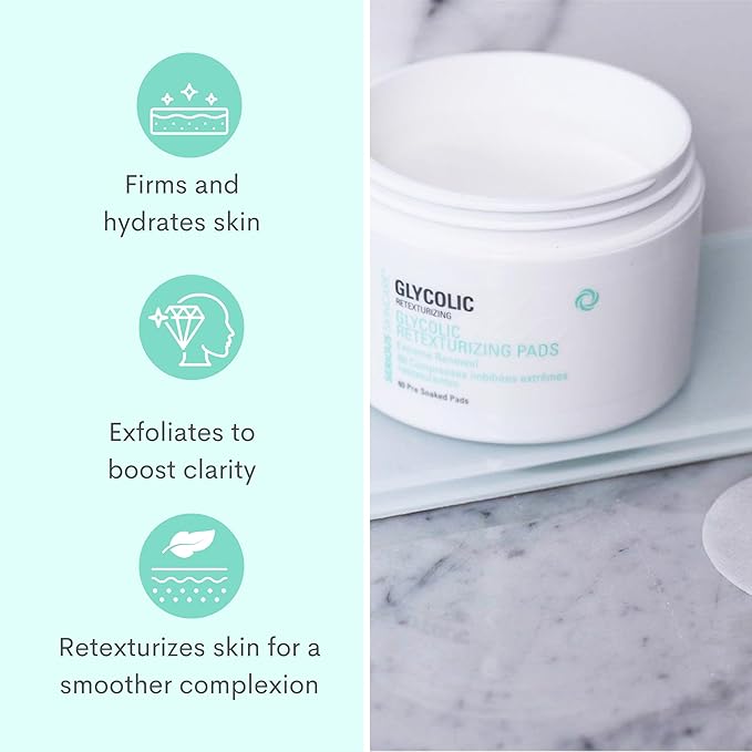 Serious Skincare Glycolic Acid Resurfacing Treatment Pads for Face, Exfoliates & Removes Dulling Dead Skin Cells, Unclogs Pores & Visibly Improves Skin Radiance & Texture, 60 Pre-Soaked Disc (2Pack)