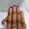 BTArtbox Press On Nails, Braveheart, Short Square, Black French Tip, 30Ct
