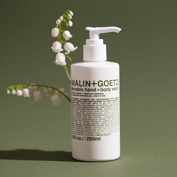 MALIN+GOETZ Hand + Body Wash | Gentle Foaming Cleanser with Botanical Extracts and Amino Acids | Hydrating, pH-Balanced, Unisex Scent | Vegan & Cruelty-Free (Cannabis, 8.5 Fl Oz)