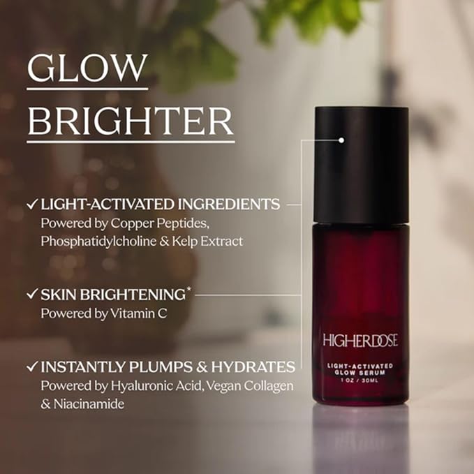 HigherDOSE Glow Serum - Facial Serum Formulated to Plump, Hydrate, and Stimulate Radiant Skin - Help Reduce Fine Lines and Wrinkles - 1 oz