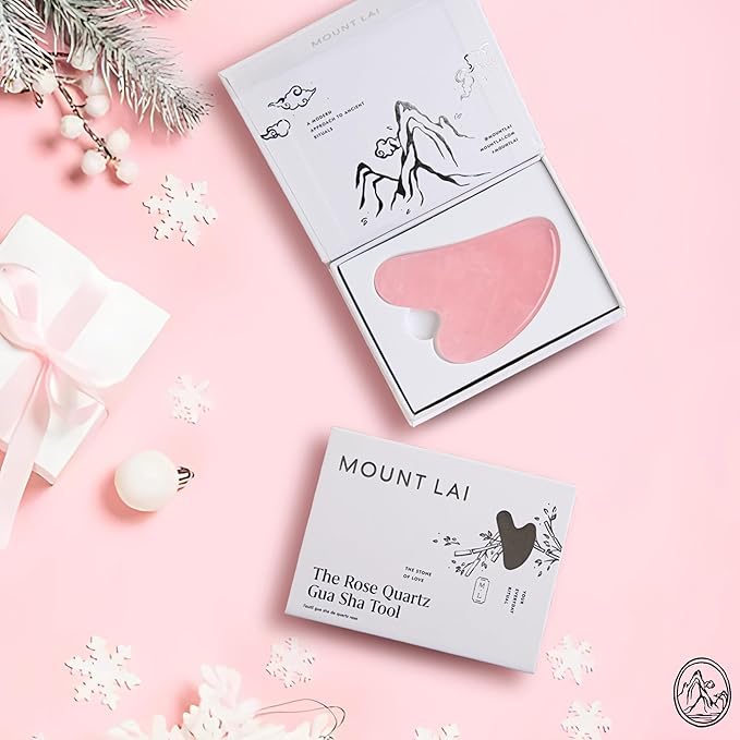 Mount Lai - The Rose Quartz Gua Sha Facial Lifting Tool | Face Sculpting Tool for Skin Care | Guasha Tool for Face and Body | Facial Massage Tools to Relieve Muscle Tension and Reduce Puffiness