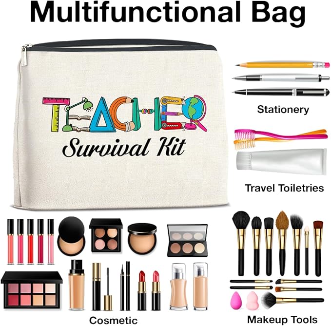 UPNEGE Teacher Survival Kit Makeup Bag Teacher Gifts for Women, Gifts for Teachers Zipper Makeup Pouch