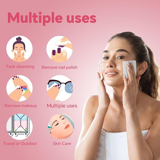 Square Makeup Cotton Pads, 100 Thick and 400 Ultra-Thin, Soft, Lint-Free Pads for Makeup Removal, Toner Application and Daily Skincare