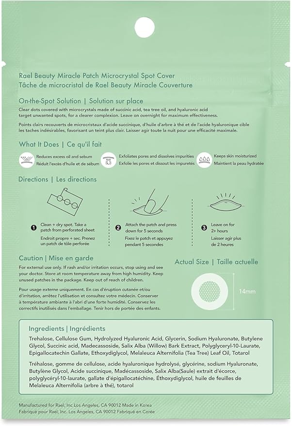 Rael Miracle Microcrystal Spot Cover Hydrocolloid Pimple Patches (9 Ct)