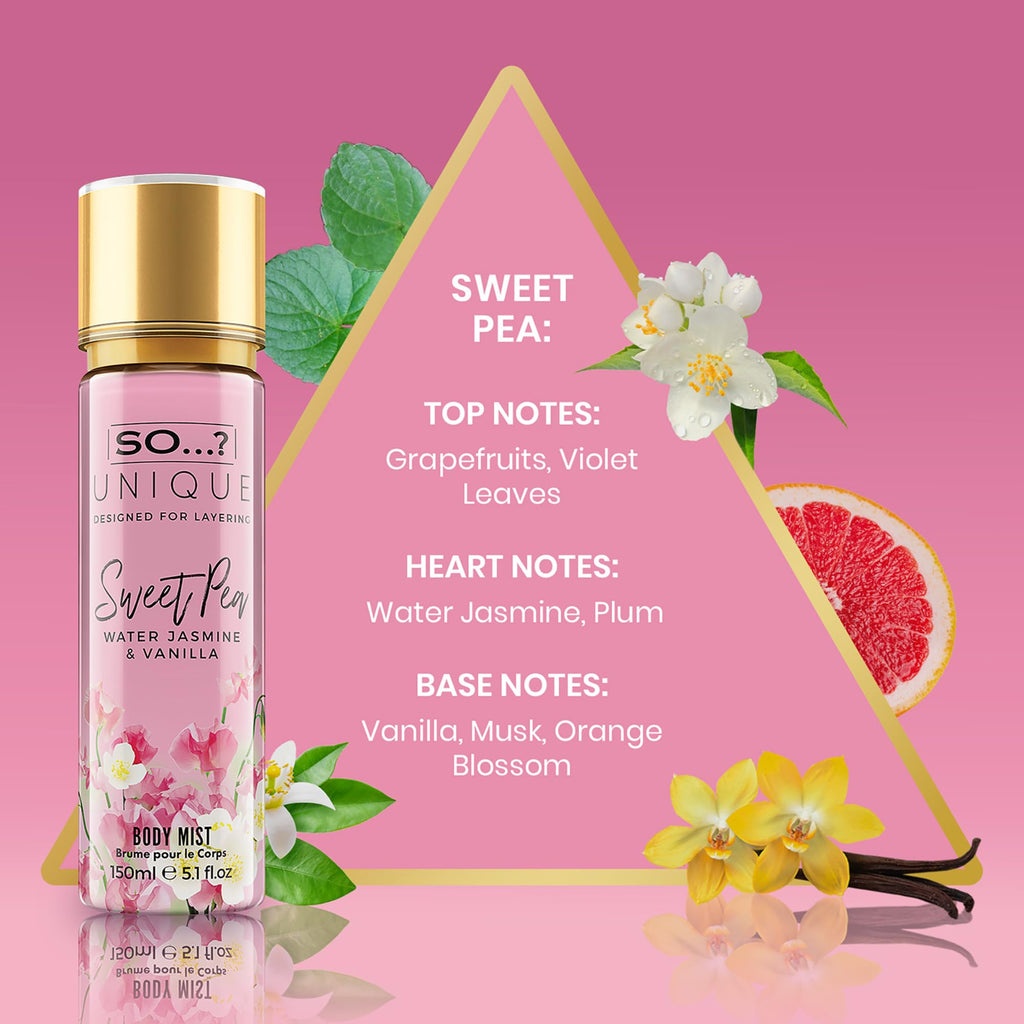 Unique Body Mist - Sweet Pea by So…? for Women - 5.1 oz Body Mist - Pack of 3
