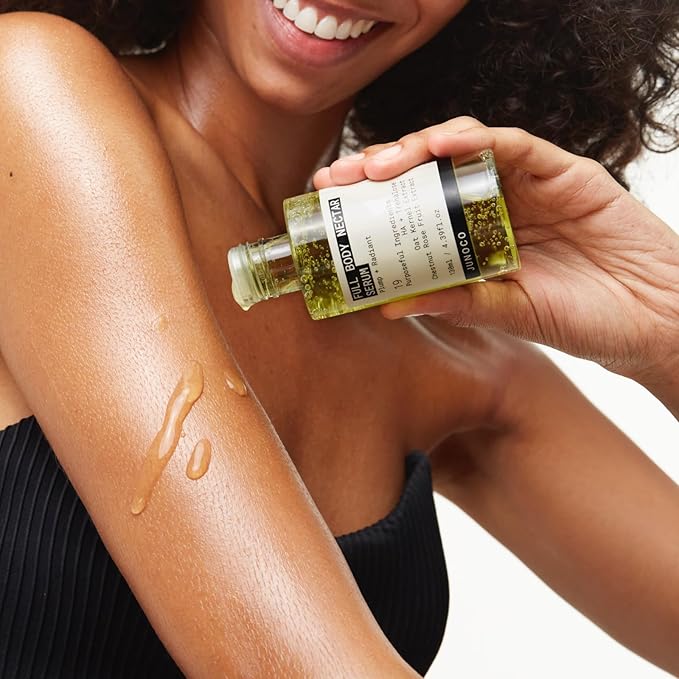 JUNO & Co. Full Body Nectar Serum – Lightweight Hydrating Body Serum with Hyaluronic Acid, Oat Kernel & Chestnut Rose Extracts, Fast-Absorbing Gel Texture, 130 ml / 4.39 fl oz.