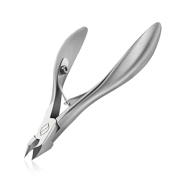 FERYES Cuticle Clippers 1/2 Jaw - Professional Cuticle Cutter Nail Cuticle Remover Tool, Nail Skin Clipper Hangnail Trimmer - Silver