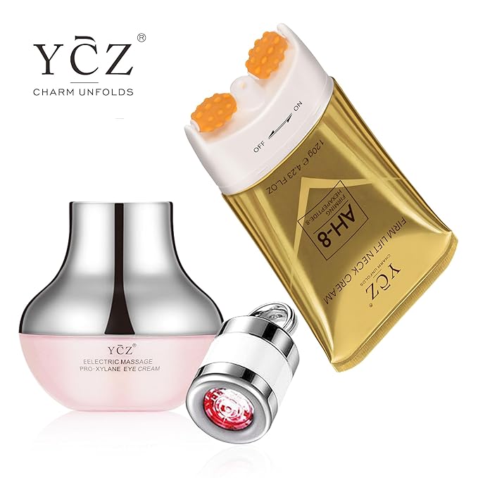 Ycz AH-8 Neck Firming Cream and Red-Glow Electric Eye Cream Set, 5.99 Fl Oz