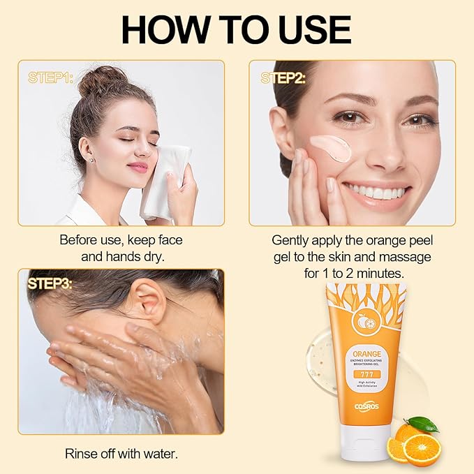 Orange Exfoliating Gel Scrub for Face and Body, Peeling Gel, Deep Clean Pores, Remove Blackheads & Moisturize Skin, for All Types Skin (1PC)