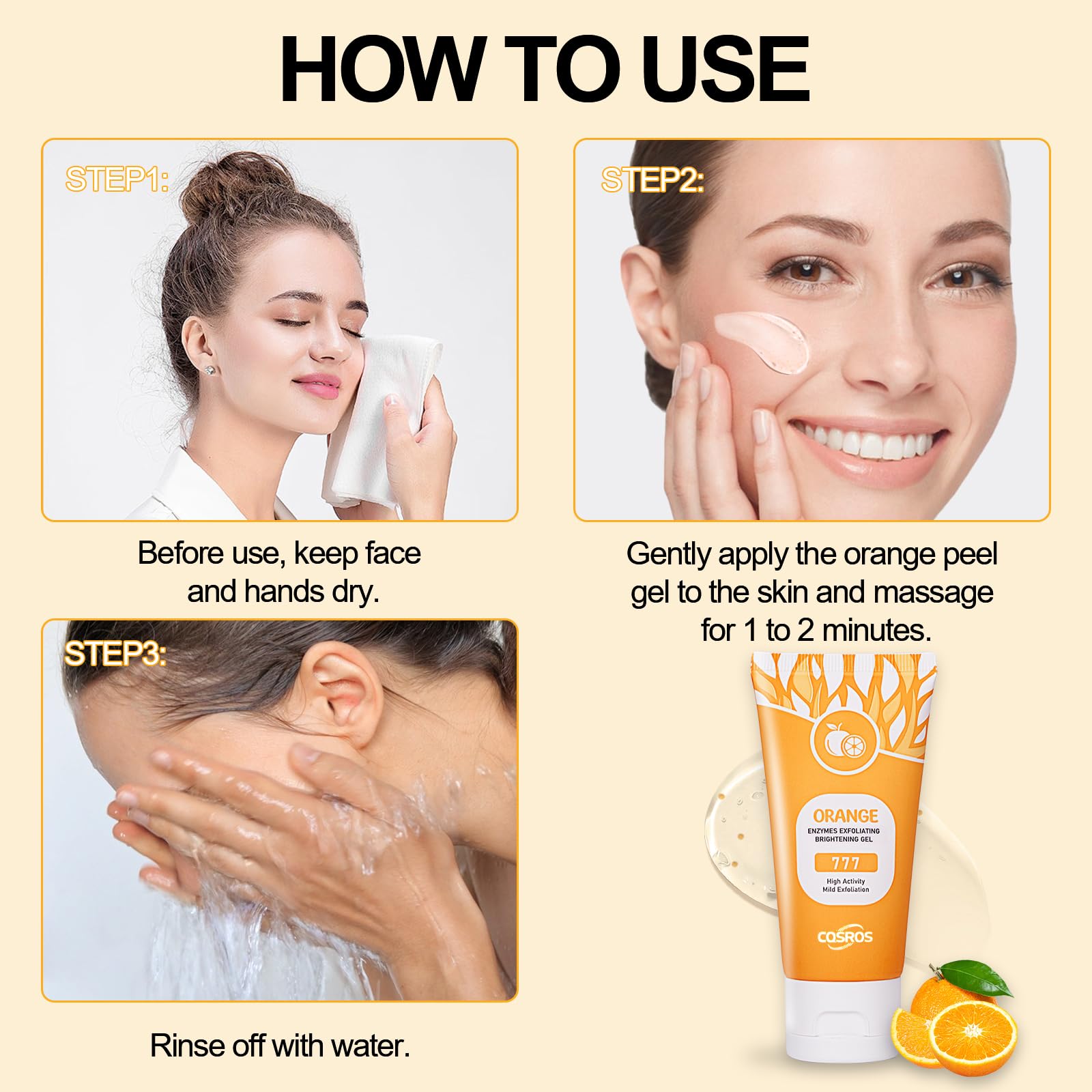 Orange Exfoliating Gel Scrub for Face and Body, Peeling Gel, Deep Clean Pores, Remove Blackheads & Moisturize Skin, for All Types Skin (1PC)