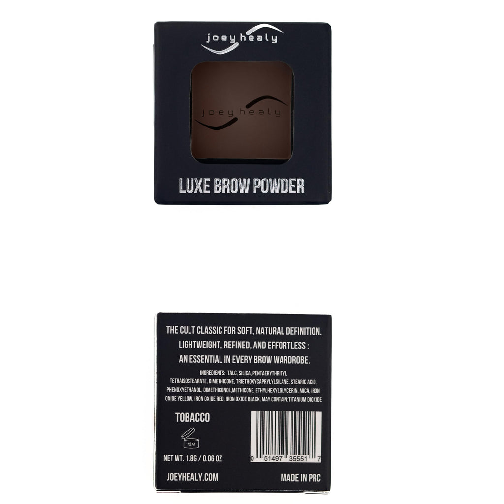 Joey Healy Luxe Brow Powder, Natural and Soft Definition Eyebrow Powder, Waterproof Brow Makeup Formula, Tobacco (Brunette)