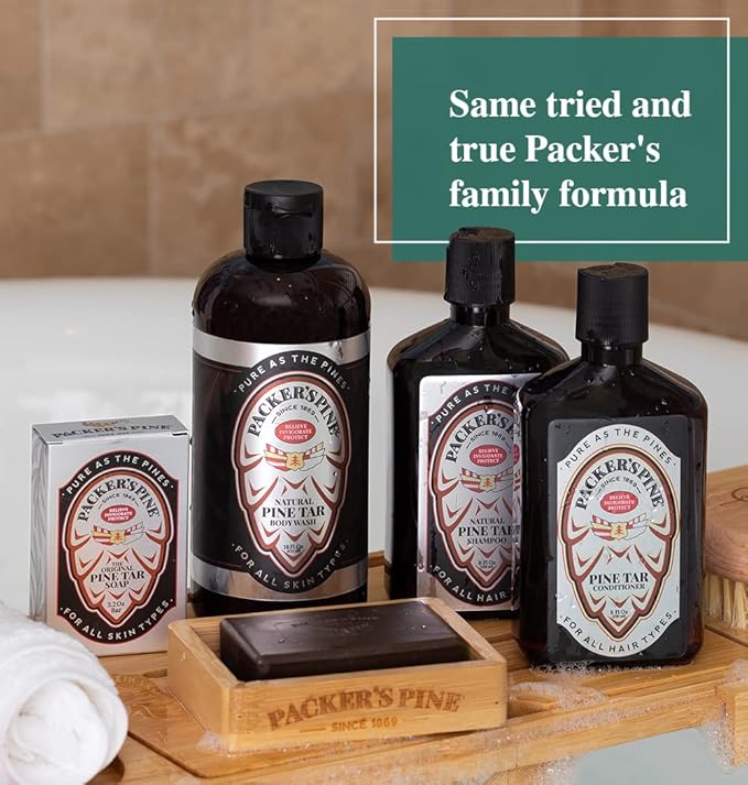 Packer's Pine Tar Body Wash for Men & Women | Soothing Pine Tar Shower Gel for Psoriasis, Eczema & Itchy Skin | Natural Pine Tar & Oils | Paraben & Sulfate-Free, 16 fl oz