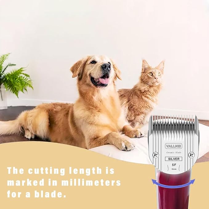 VALLNEI 5-in-1 Replacement Clipper Blade, Detachable & Adjustable Dog Grooming Blade Compatible with Wahl Arco, Bravura, Chromado, Creativa, Figura, Motion & SuperGroom (5F (2 Pack))