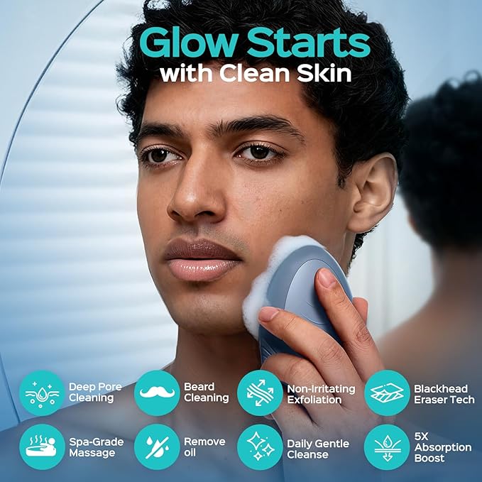 COSLUS FBS01 Facial Cleansing Brush Face Scrubber, Compact for Travel