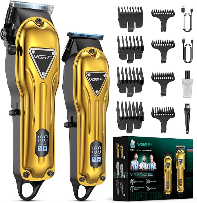 VGRPRO Electric Hair Clippers for Men, Cordless Clipper and Trimmer Set, Clippers for Hair Cutting Kit with Long Battery Life, Hair Grooming Trimmer for Family Kids and Self-Haircut Use