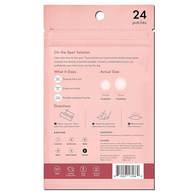 Rael Miracle Invisible Spot Cover Hydrocolloid Acne Pimple Patches (24 Ct)
