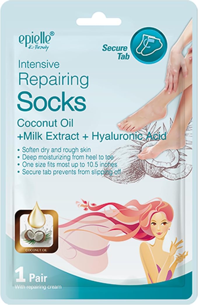 Epielle Intensive Repairing Hand & Foot Masks, Restore and Moisturize Dry, Cracked Skin, Self Care Gifts for Women, Spa Kit, 6 Moisturizing Gloves & 6 Moisturizing Socks