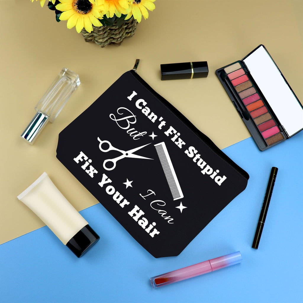 Hairdresser Gifts Makeup Bag Hair Stylist Gift Black Cosmetic Bags Funny Hair Dresser Gift Cosmetic Pouch Oxford Cloth Makeup Case Christmas Graduation Present for Hairdresser Inspirational Present