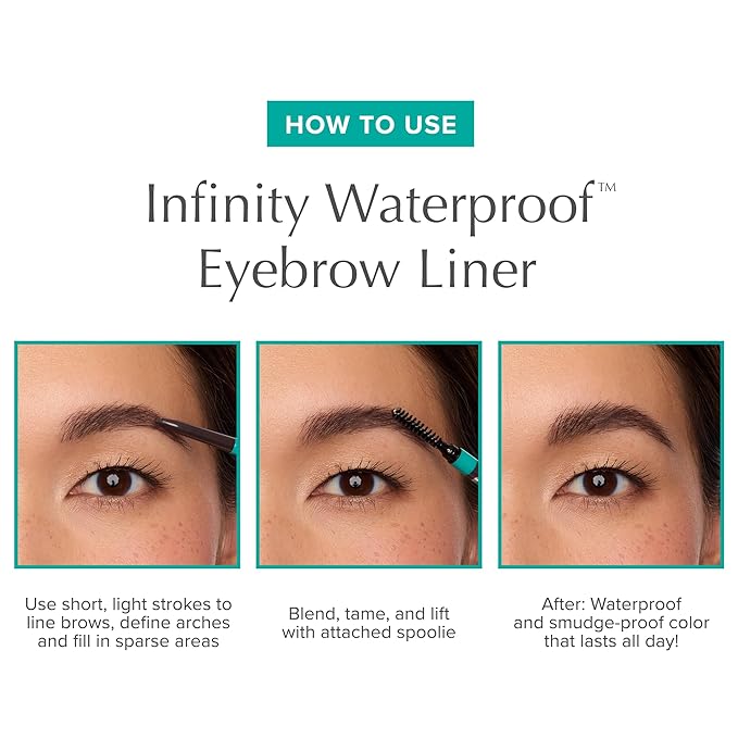 Thrive Causemetics Infinity Waterproof Eyebrow Pencil, Retractable Brow Pencil with Hyaluronic Acid & Shea Butter, Dual Ended Eyebrow Brush Spoolie, Fine Tip, Vegan & Cruelty Free, Nan (Charcoal)
