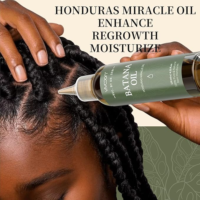 Vivccon Batana Oil for Hair Growth,100% Pure & Natural Raw Batana Oil, Dr. Sebi Organic from Honduras,Care for Hair Thickness,Scalp&Skin,4.23 fl oz,1 Bottle with 2 Caps