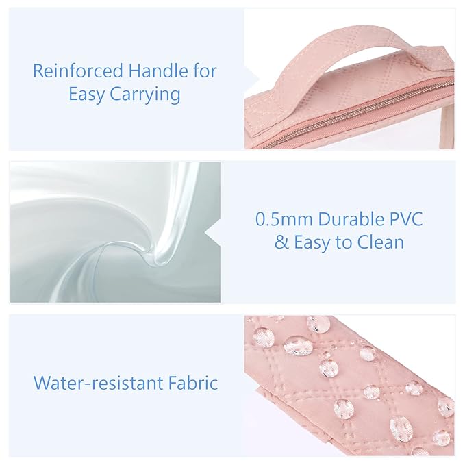 PACKISM Clear Makeup Bag Travel - TSA Approved Toiletry Bag, 2 Pack Pink