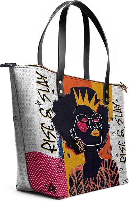 Afroyla African Black Women's Leather Tote Bag, Large Size, Premium Leather, Perfect Presents For Women (Aina Coconut White, Premium Vegan Leather)