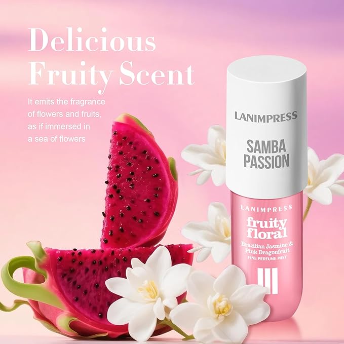 LANIMPRESS 3 FL OZ Hair and Body Fragrance Mist, Eau De Parfum for Women,Sunshine Aroma Perfume No.3, Fruity Floral Scent– With Notes of Pink Dragonfruit,Jasmine, Vanilla,Travel Size Body Spray