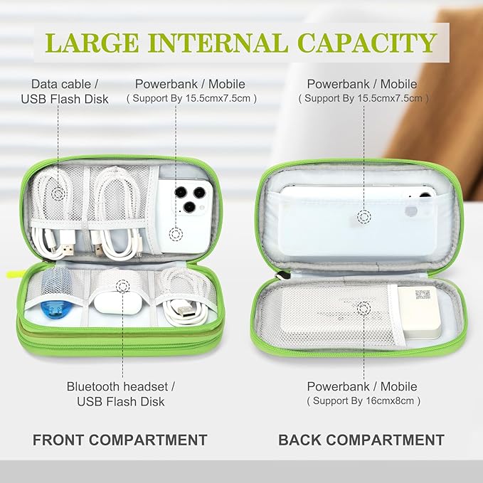 FYY Electronic Organizer, Travel Tech Pouch Bag, Cable Organizer Green