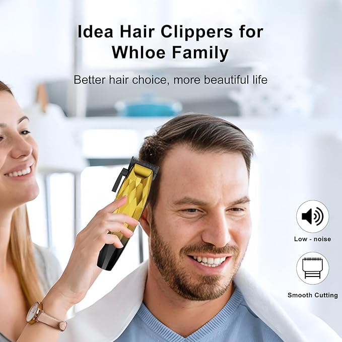 WAIKIL Professional Hair Clipper and Trimmer Set for Men, Cordless Barber Clippers with LED Display, Rechargeable Hair Cutting Kit for Hair, Beard and Grooming,Gold