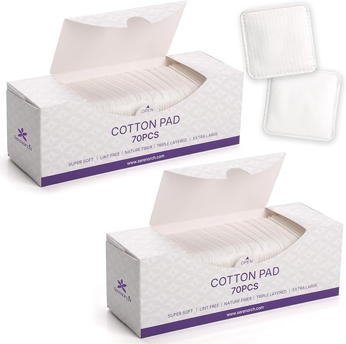 Serenorch Extra Large Cotton Pads 3x3 Inch, 140 Count