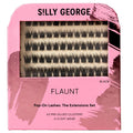 Silly George Pop-On Lashes - DIY 1-Step Pre-Glued Faux Eyelash Clusters, Natural Look Extensions, Black - Flaunt, 5-7 Pair Set, Pack of 60 Clusters