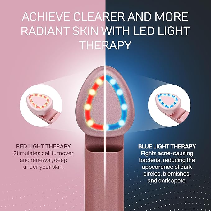 Lumina NRG Mini Glow PRO 5-in-1 LED Face Wand – Lifting, Tightening, Firming, Wrinkle & Facial Massager & Skincare Tool with Red & Blue Light, Gentle Warmth & Vibration - Compact At-Home Beauty Device