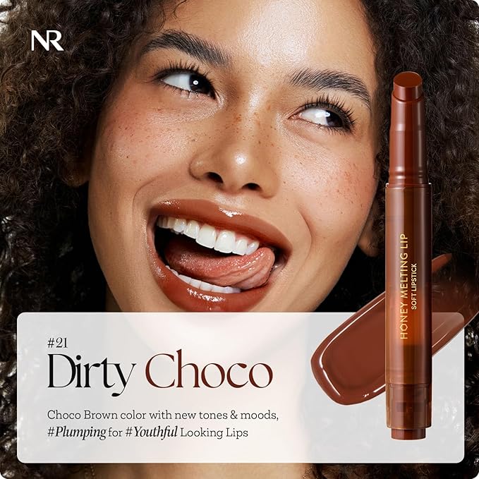 Nature Republic HONEY MELTING LIP PLUMPING (21 DIRTY CHOCO) | SOFT LIP STICK, Hydrating Gloss, Moisturizing balms, Volumizing formula & Sheer tint, Glowy Finish, korean make up