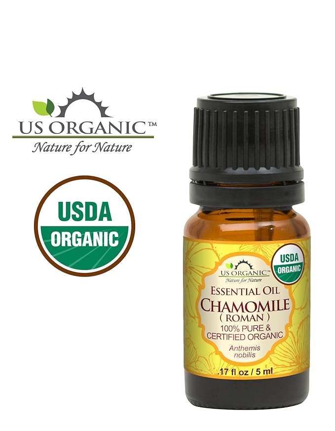 US Organic 100% Pure Chamomile (Roman) Essential Oil - USDA Certified Organic, Steam Distilled - W/Euro Dropper (More Size Variations Available) (5 ml / 1/6 fl oz)