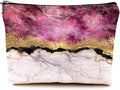 Givotin Cute Makeup Bag for Purse Canvas Waterproof Funny Cosmetic Bags for Women Zipper Travel Toiletry Pouch-Wine Marble Makeup Bags