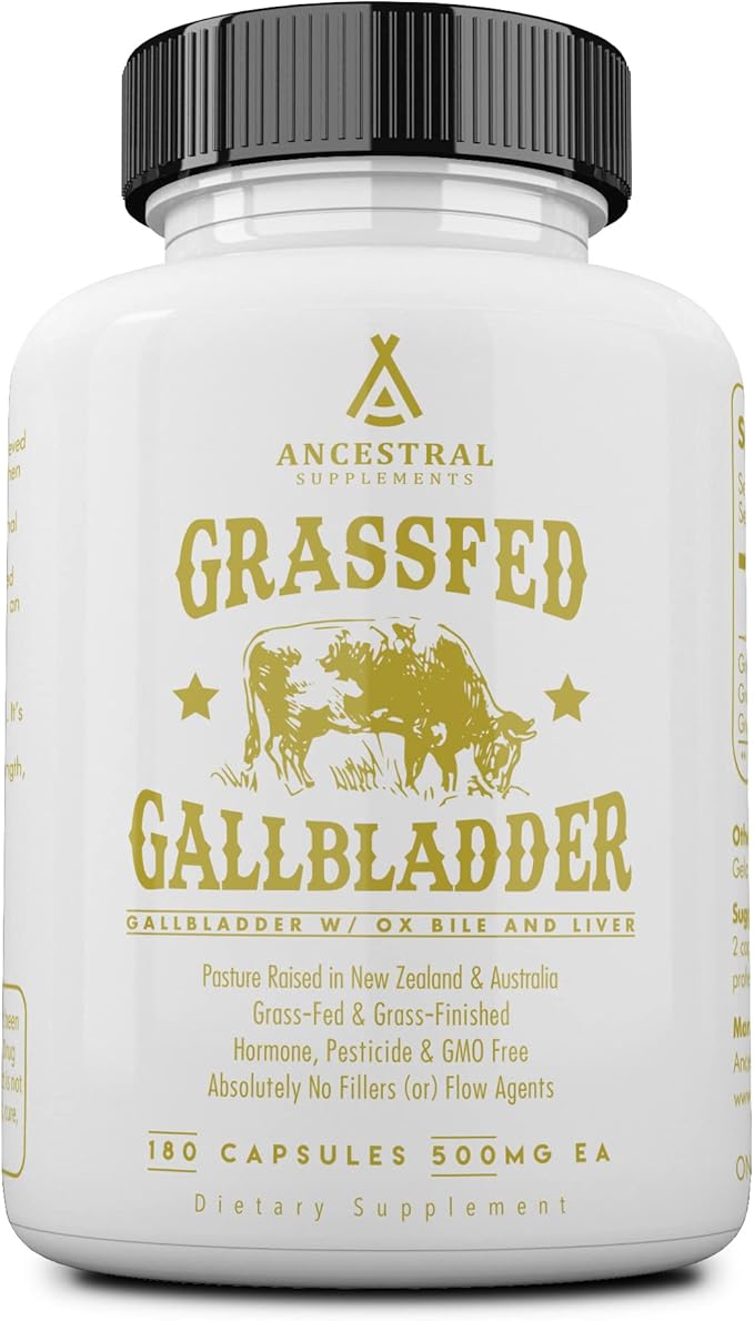 Ancestral Supplements Grass Fed Beef Gallbladder Supplement, 180 Ct