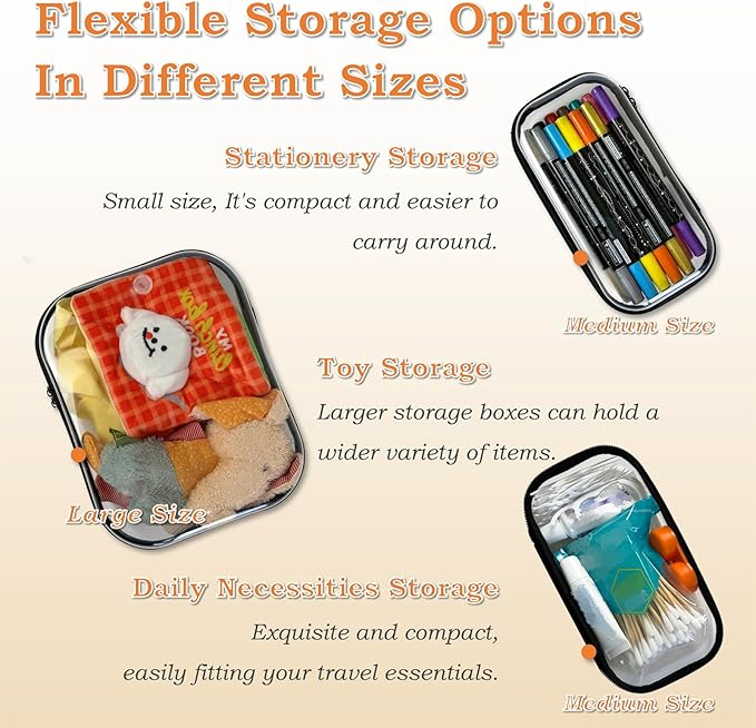 Gberlczz Clear Zipper Pouches for Organizer, Waterproof Hard Clear Zipper Case, Hard Plastic Pouch with Zippered