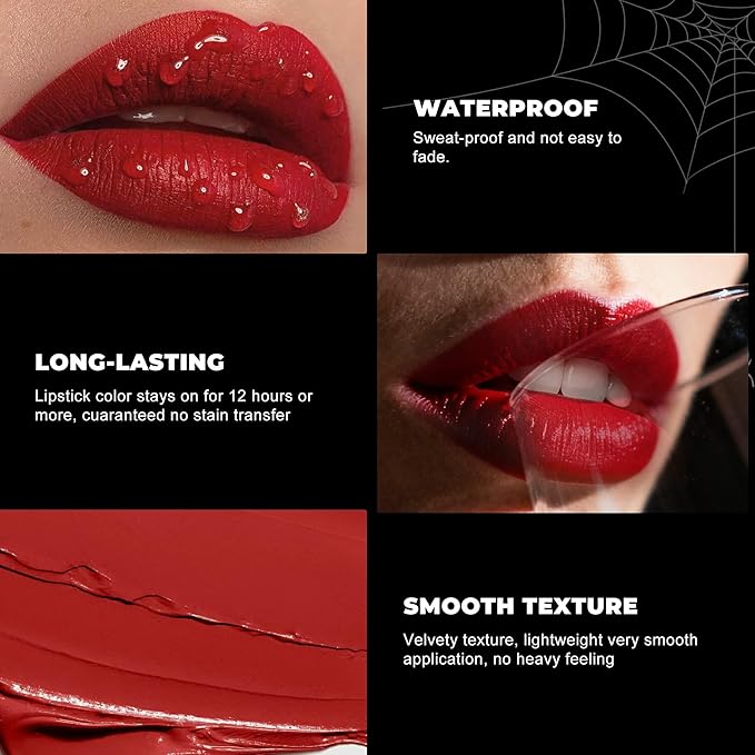 Depuplum Black Lipstick Shimmer Halloween Face Body Paint for Women