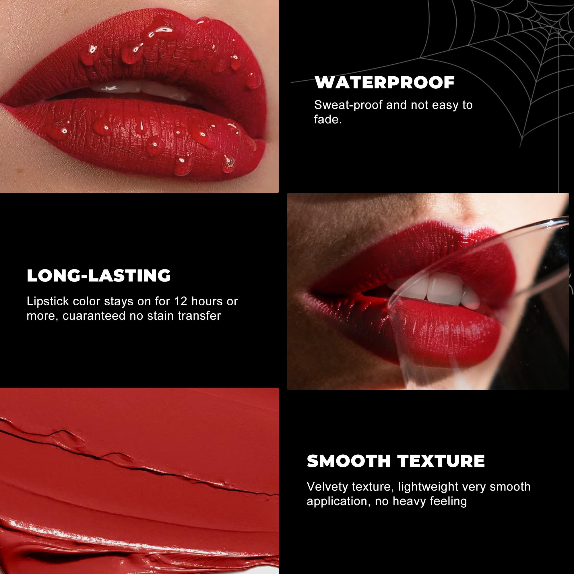 Depuplum Black Lipstick Shimmer Halloween Face Body Paint for Women