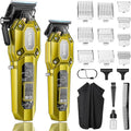 VGR 600&900 Cordless Barber Clipper Trimmer Set with LED Display, Gold