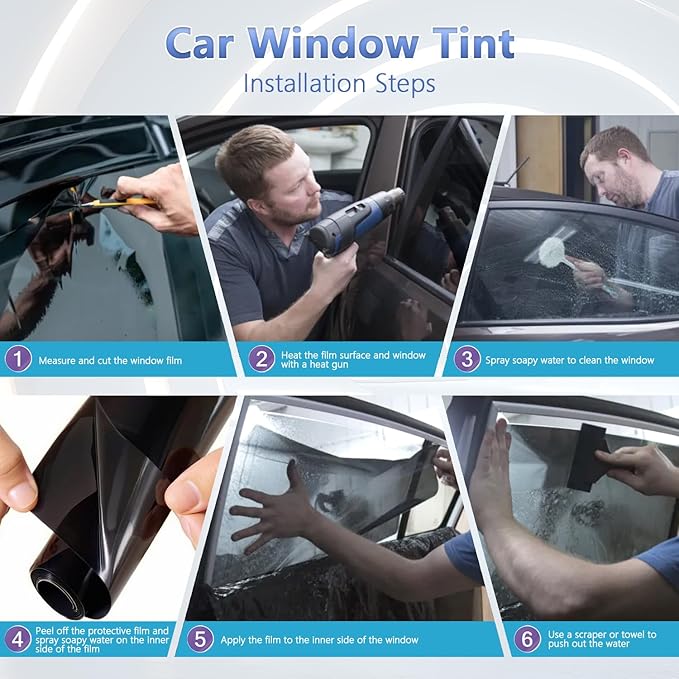 TOYOCO Ceramic Car Window Tint Film, 5% VLT, 20" x 20FT Window Privacy Film, No Signal Interference, 99% UV Protection & Scratch-Resistant for Side & Rear Windows, DIY Install