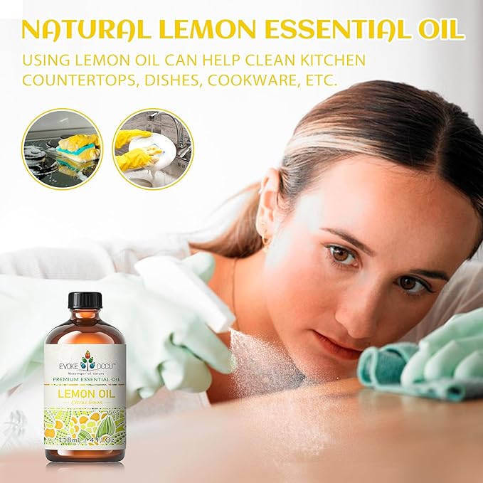 EVOKE OCCU Lemon Essential Oil for Cleansing Skin Home Diffuser Massage