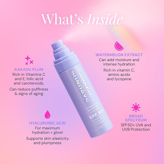 Naked Sundays SPF 50 Hydrating Glow Sunscreen Mist, 75ml